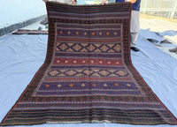 4.3x6.8ft Colourful Flat-Woven Embroidered Kilim - Vintage Afghan Tribal Woollen Rug - Qalai-Naw Area Rug for Living Room and Bedroom