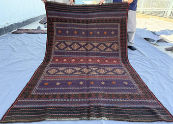 compare product 4.3x6.8ft Colourful Flat-Woven Embroidered Kilim - Vintage Afghan Tribal Woollen Rug - Qalai-Naw Area Rug for Living Room and Bedroom
