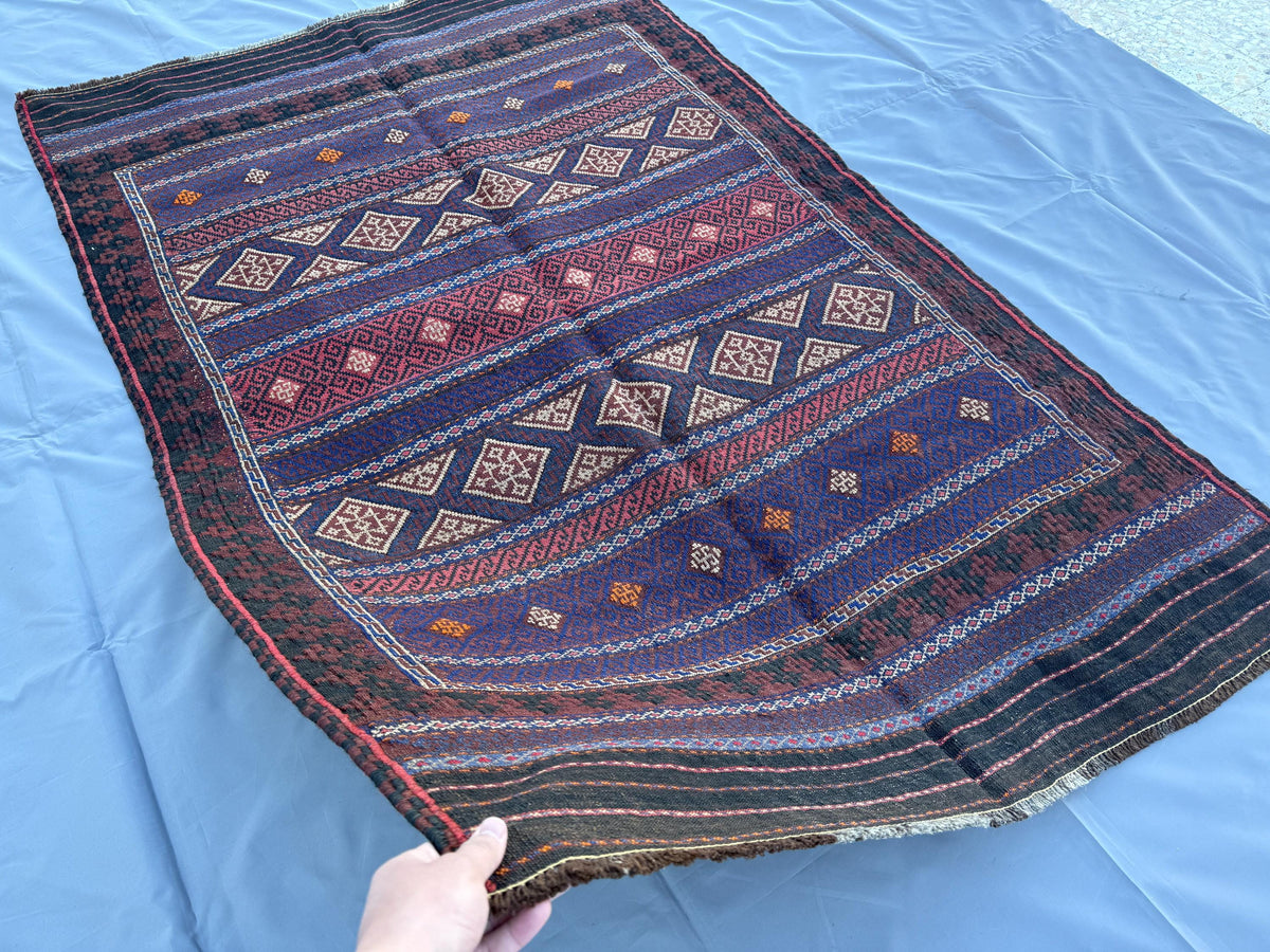 4.3x6.8ft Colourful Afghan Kilim - Handmade Qalai Naw Wool Area Rug
