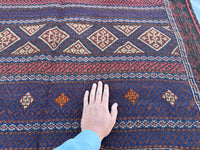 4.3x6.8ft Colourful Flat-Woven Embroidered Kilim - Vintage Afghan Tribal Woollen Rug - Qalai-Naw Area Rug for Living Room and Bedroom