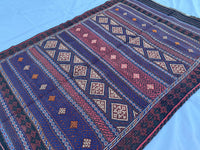 4.3x6.8ft Colourful Flat-Woven Embroidered Kilim - Vintage Afghan Tribal Woollen Rug - Qalai-Naw Area Rug for Living Room and Bedroom