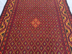 7x9ft Golden & Rustic Red Afghan Kilim - Handmade Qalai Naw Wool Area Rug