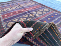 4.3x6.8ft Colourful Flat-Woven Embroidered Kilim - Vintage Afghan Tribal Woollen Rug - Qalai-Naw Area Rug for Living Room and Bedroom