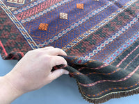 4.3x6.8ft Colourful Flat-Woven Embroidered Kilim - Vintage Afghan Tribal Woollen Rug - Qalai-Naw Area Rug for Living Room and Bedroom